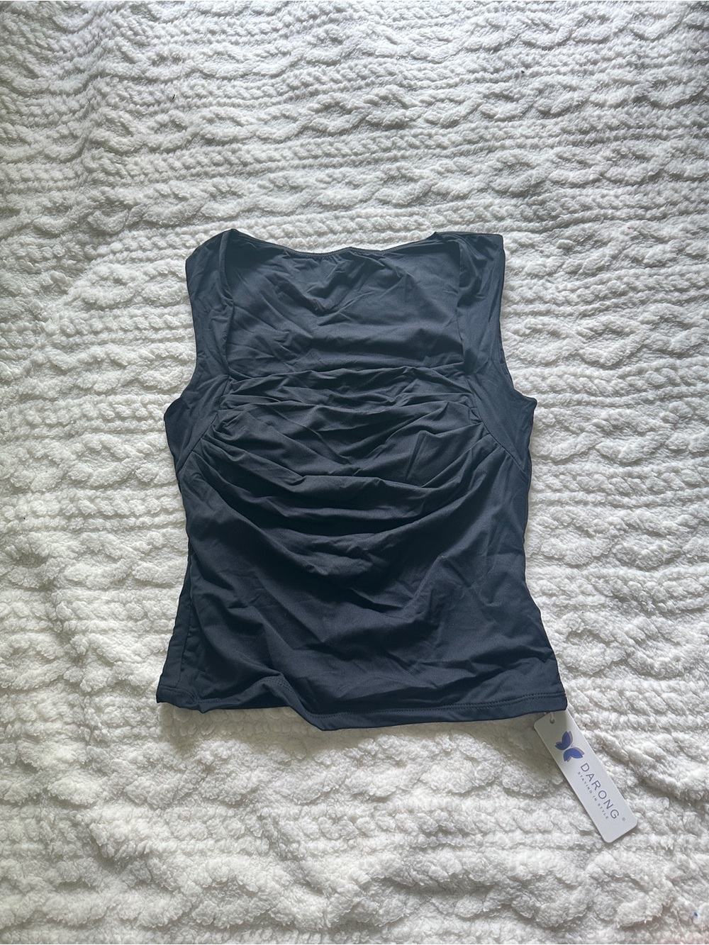 Black Sleeveless Ruched Tank Top